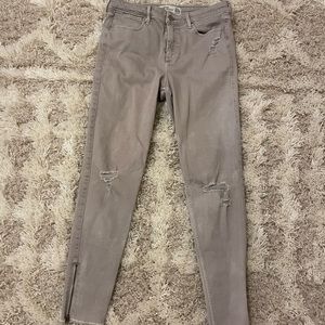 Abercrombie and Fitch grey high rise jeans with zipper ankle detail